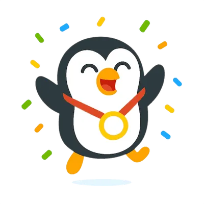 A happy penguin jumping