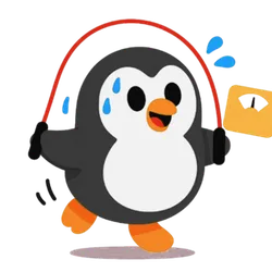 Penguin exercising and jumping rope